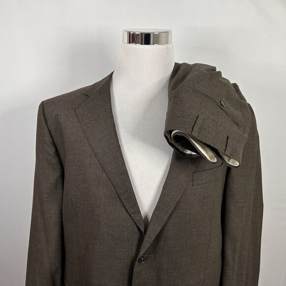 Joseph Jos A Bank 44R Suit 38x28 Flat Front Brown Wool Two Button Double Vented